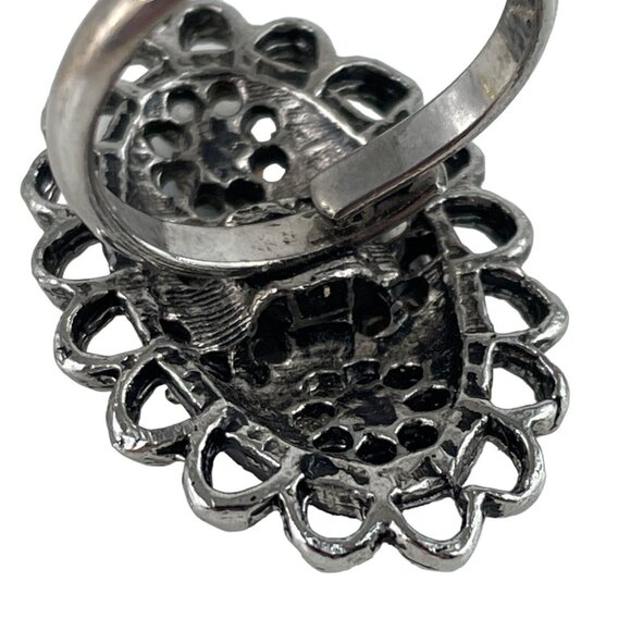 Vintage Purple & Blue Multi Stone Silver Tone Adjustable Ring - Picture 4 of 7